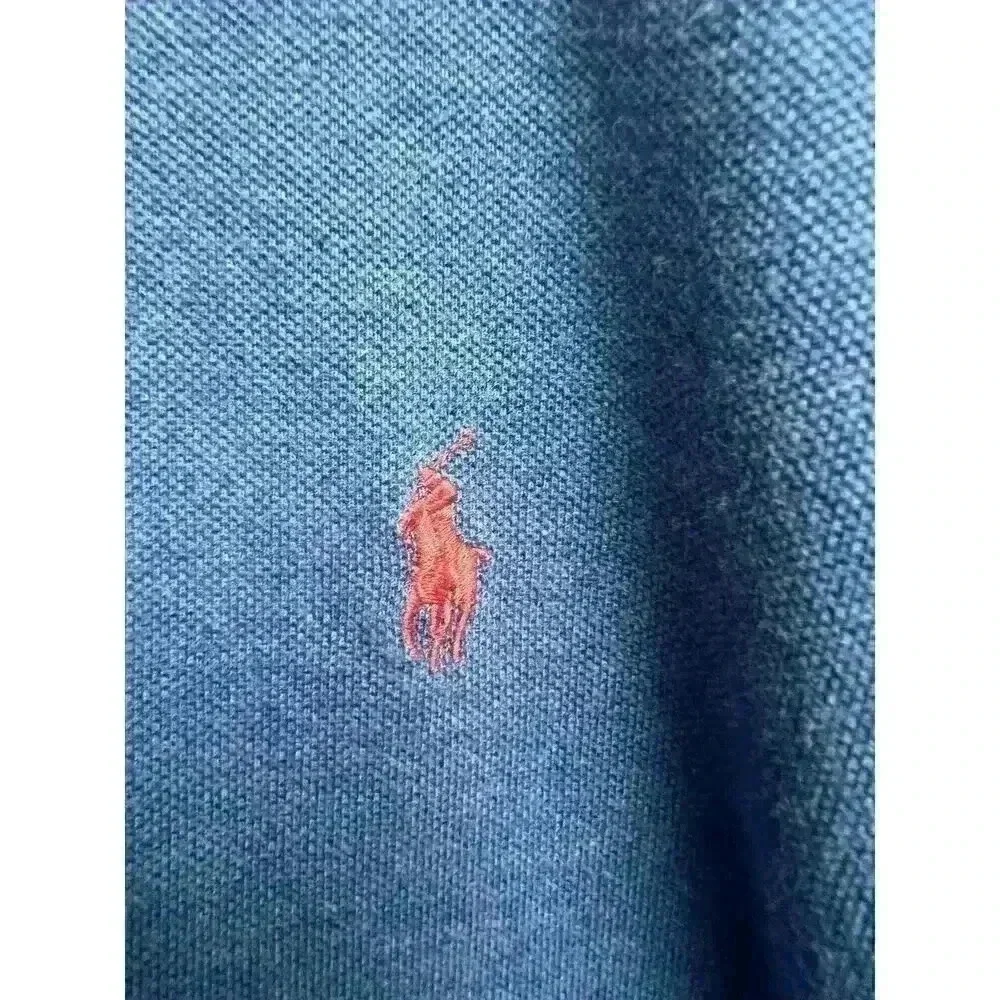 Polo Ralph Lauren Men's Heather Blue Short Sleeve Polo Red Embroidered Logo